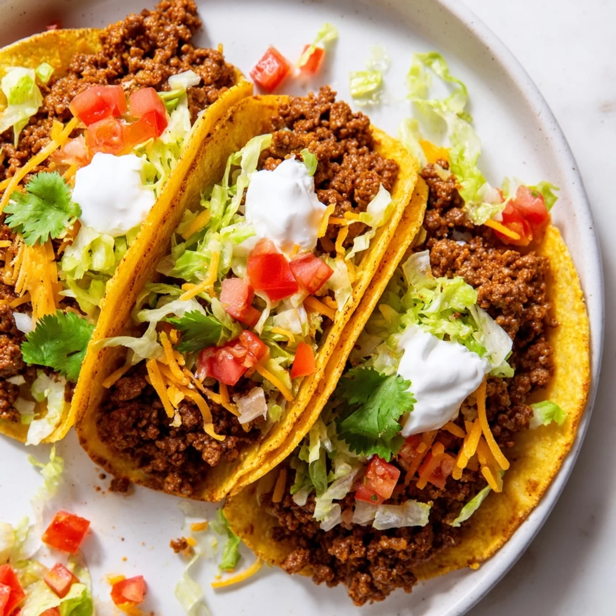 A sizzling skillet full of flavorful beef tacos, ready to be stuffed and enjoyed.
