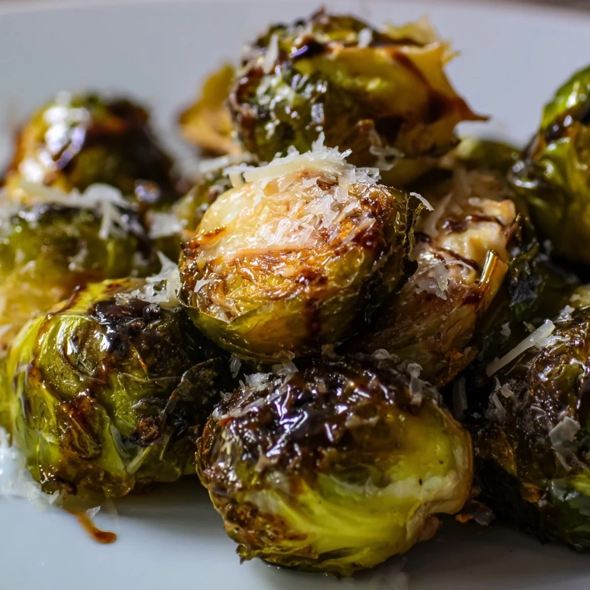 Sizzling Roasted Sprout Halves just out of the oven, caramelized and tossed with olive oil and garlic powder for flavor.