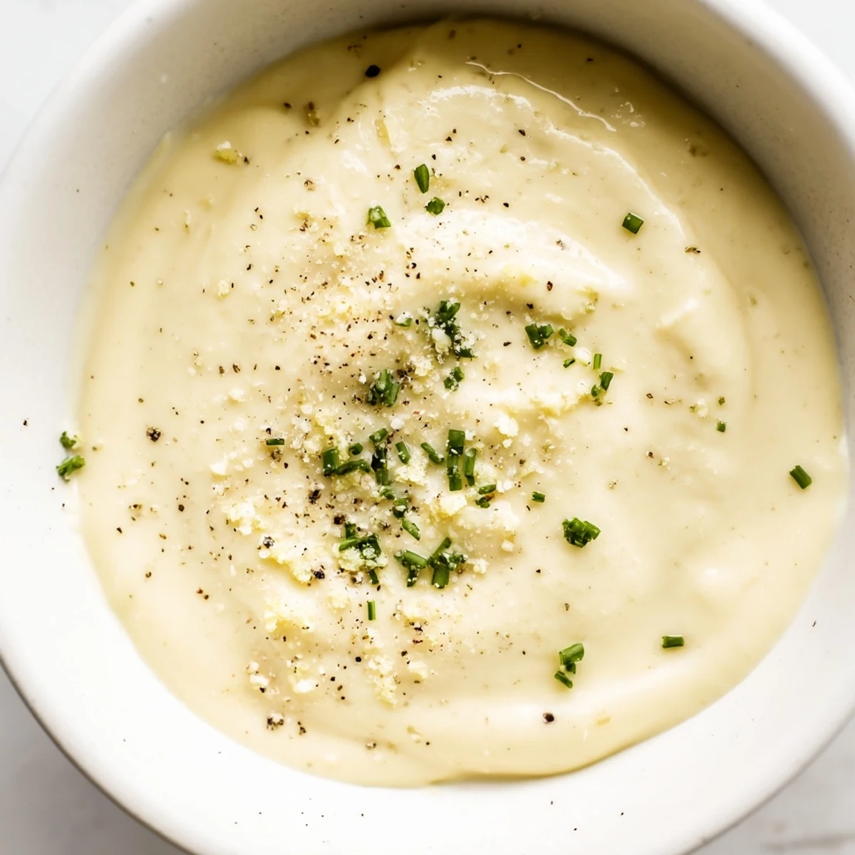 Whisked Creamy Salad Dressing with chives and parsley in a bowl, surrounded by colorful vegetables for dipping.