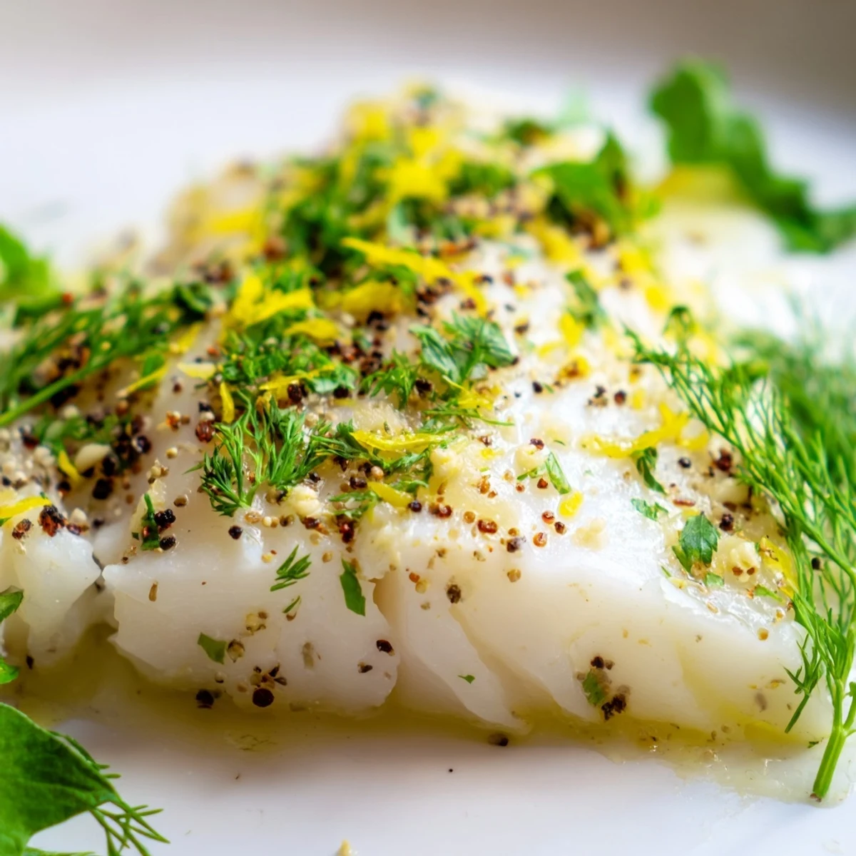 Golden Baked Haddock with Lemon and Herbs fillets flake easily, served hot with bright lemon rounds and fresh parsley garnish.