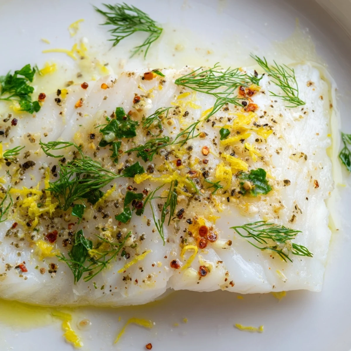 Baked Haddock with Lemon and Herbs plated beside roasted potatoes and steamed broccoli, ready for a healthy weeknight dinner.