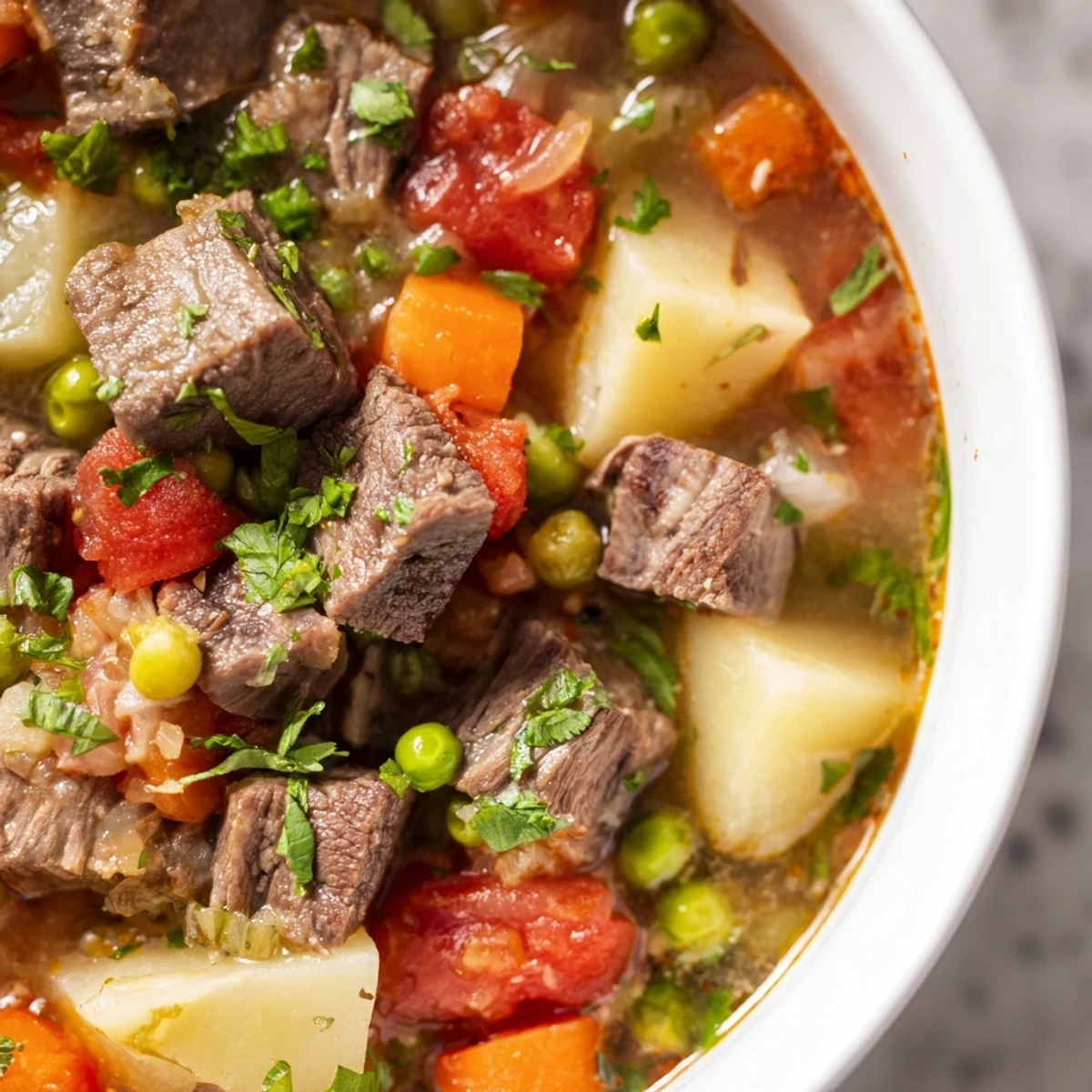 Hearty Slow Cooker Dinner Pot filled with potatoes and carrots, ready to serve.