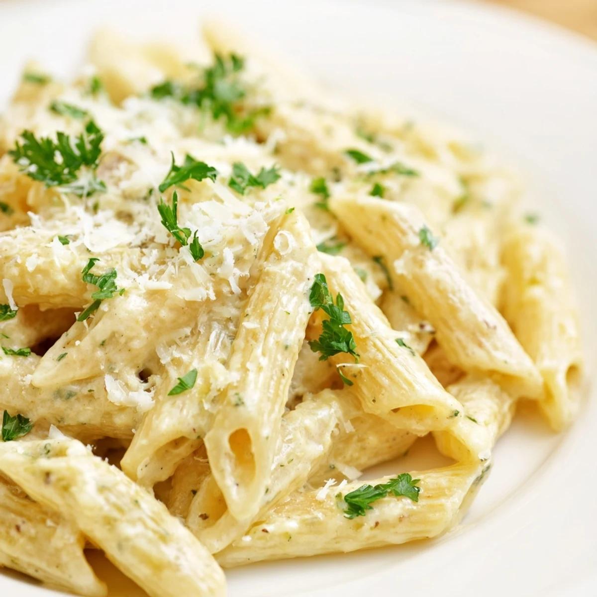 Steaming Creamy Dinner Pasta twirled on a fork, rich cream sauce clinging to tender noodles, perfect for a comforting weeknight meal.