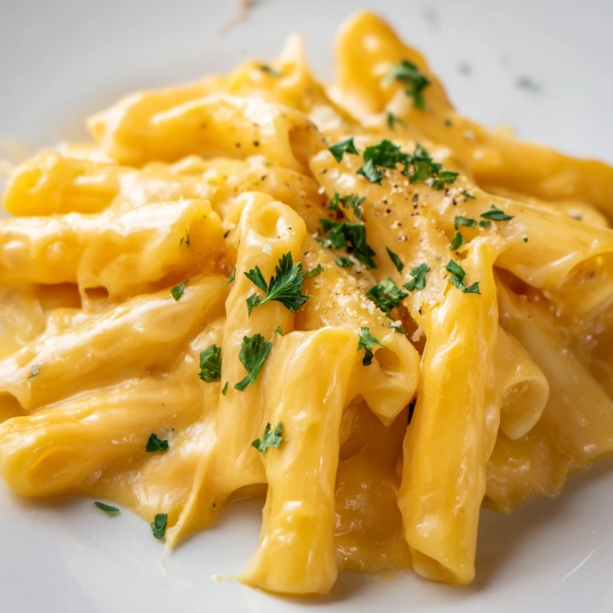 A skillet of Creamy Pasta with Cheese paired with a crisp green salad, showcasing gooey melted cheese and al dente pasta.