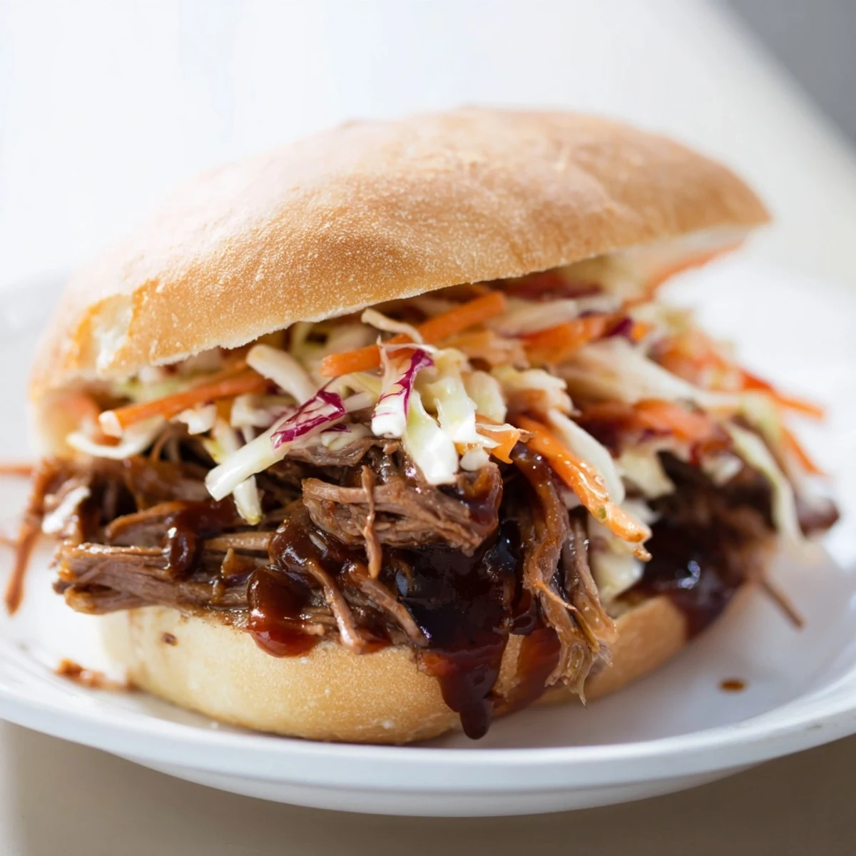 MVP Pulled Beef Sandwiches stacked on a rustic platter, perfect for serving with cold drinks and extra pickles.
