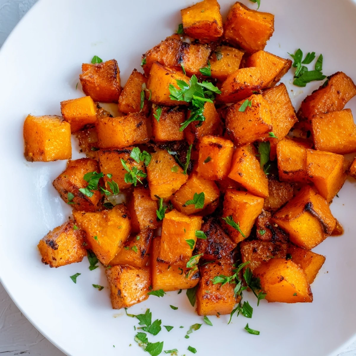 Roasted butternut squash with cinnamon emerges from the oven with caramelized edges and a tender, comforting texture.  