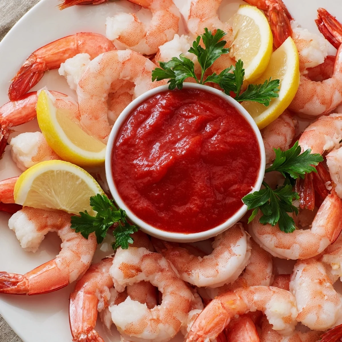 Chilled poached shrimp are arranged neatly in a Romantic Shrimp Cocktail glass, ready for dipping.