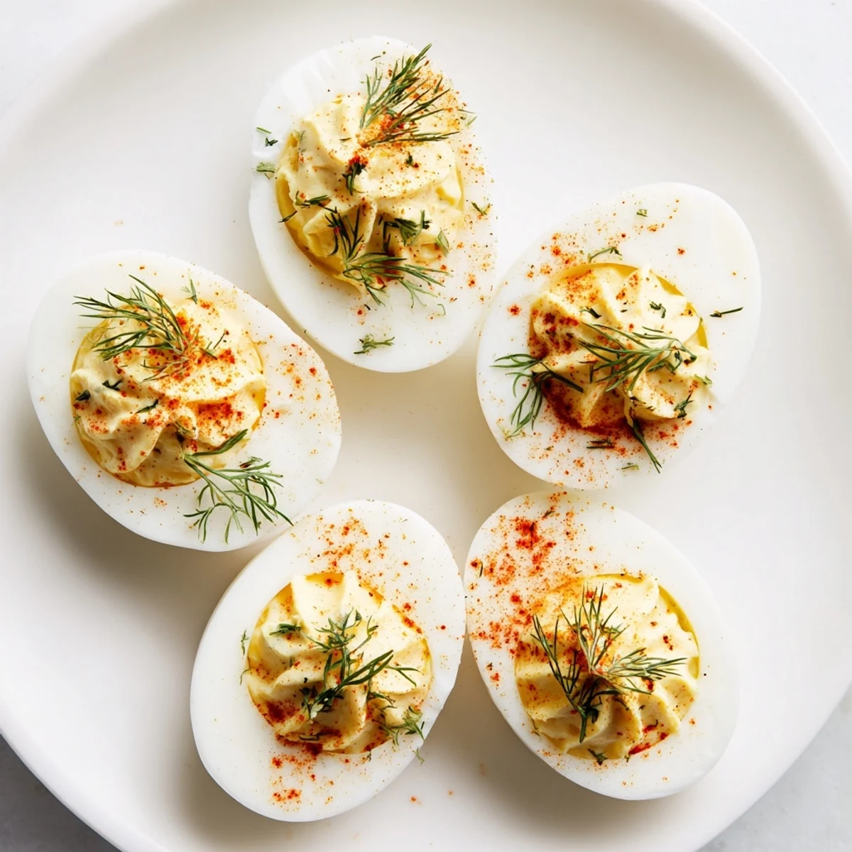 These classic American Deviled Eggs with Fresh Dill and Smoked Paprika feature creamy filling and a smoky finish for an easy snack.