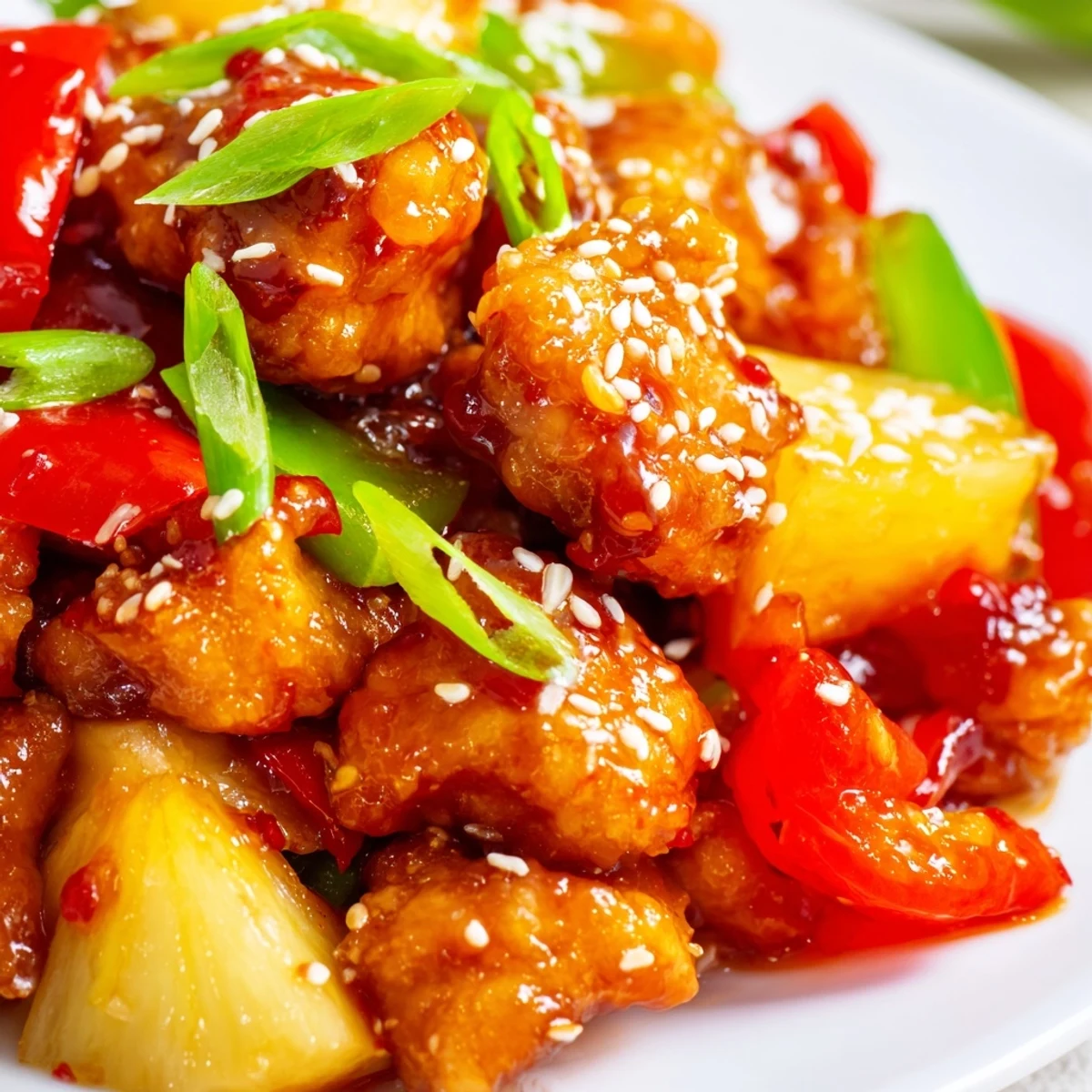 Pineapple Chicken Stir Fry with Sweet Chili and Sesame Seeds served steaming in a wok, ideal for busy weeknights.