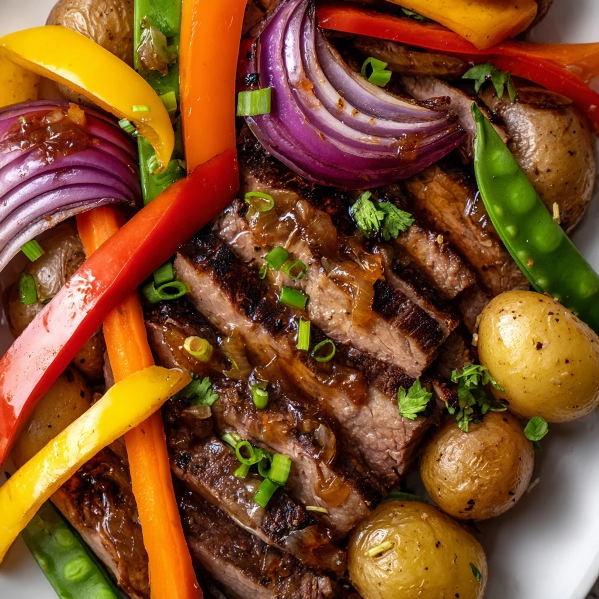 Hearty beef, snap peas, and vibrant veggies tossed in a savory sauce for the ultimate Blackstone Cowboy Stir Fry Dinner.