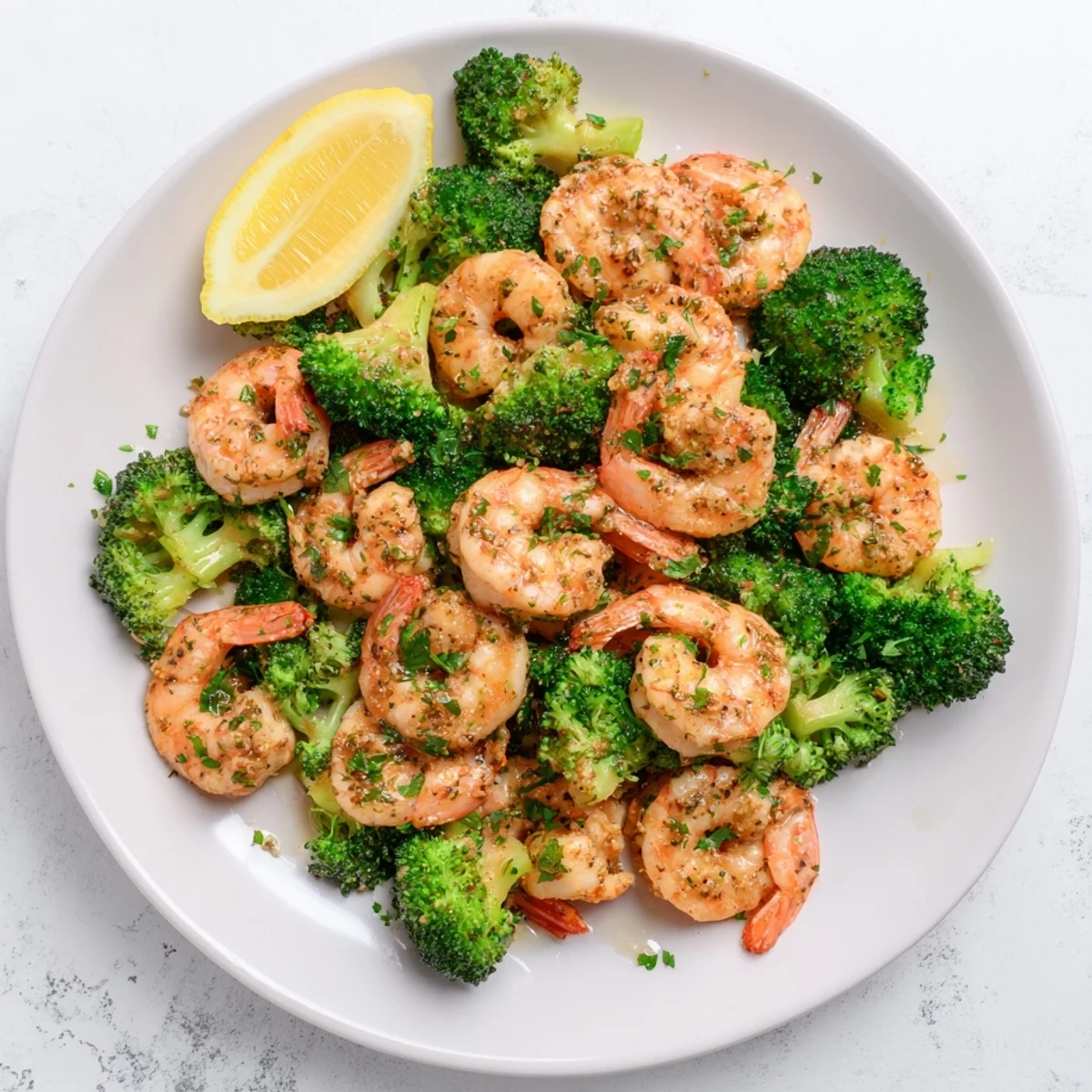 A steaming skillet of Honey Garlic Butter Shrimp & Broccoli with a rich, buttery sauce, ready for a quick and easy weeknight dinner.
