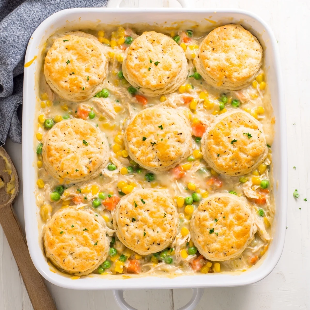 Golden, cheesy Red Lobster Biscuit Chicken Pot Pie bubbling from the oven, served warm for a comforting family dinner.