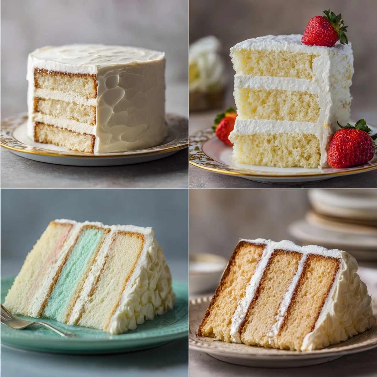 Slice of Perfect Vanilla Cake revealing tender interior, perfect for birthdays or afternoon tea.
