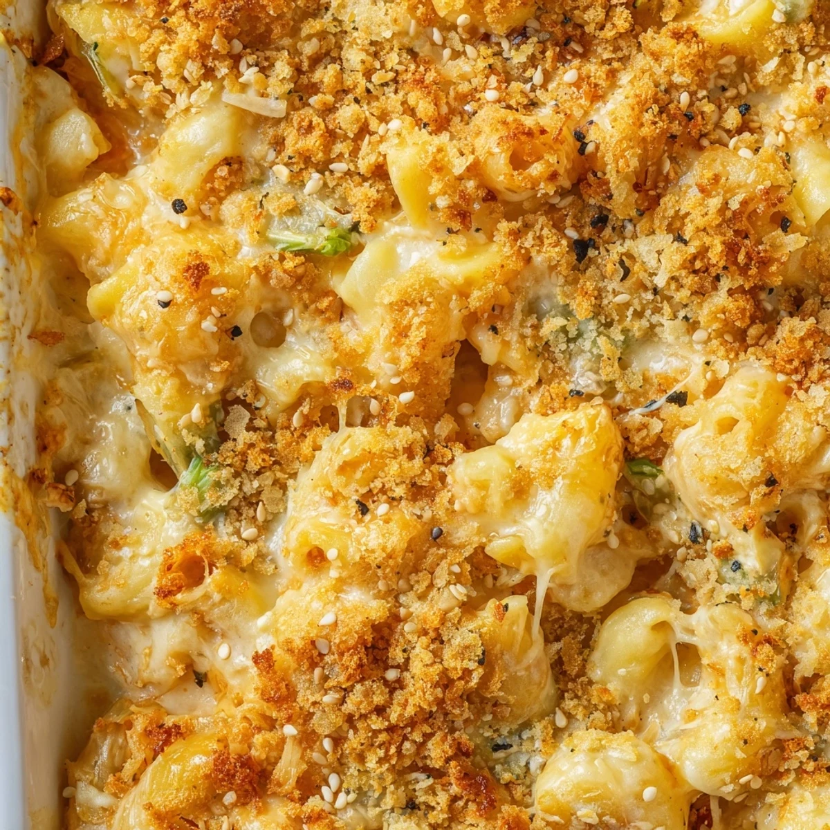 Fusion Korean-American kimchi mac and cheese showcasing spicy fermented cabbage mixed with cheesy elbow pasta