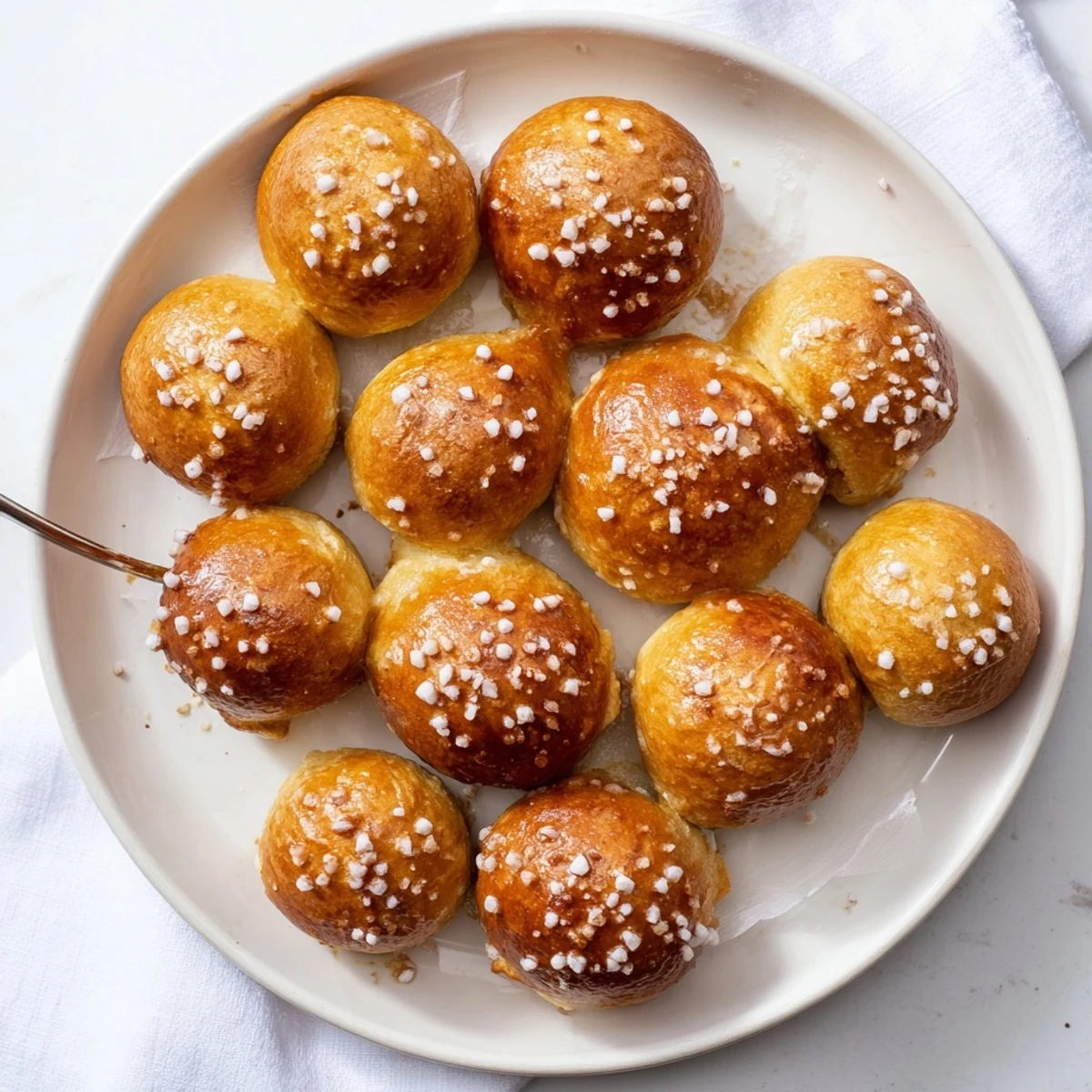 Soft pretzel bites filled with juicy cheeseburger mixture on a wooden serving board