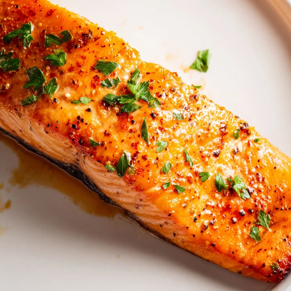 Tender baked salmon pieces brushed with smoky butter mixture and finished under the broiler for golden color