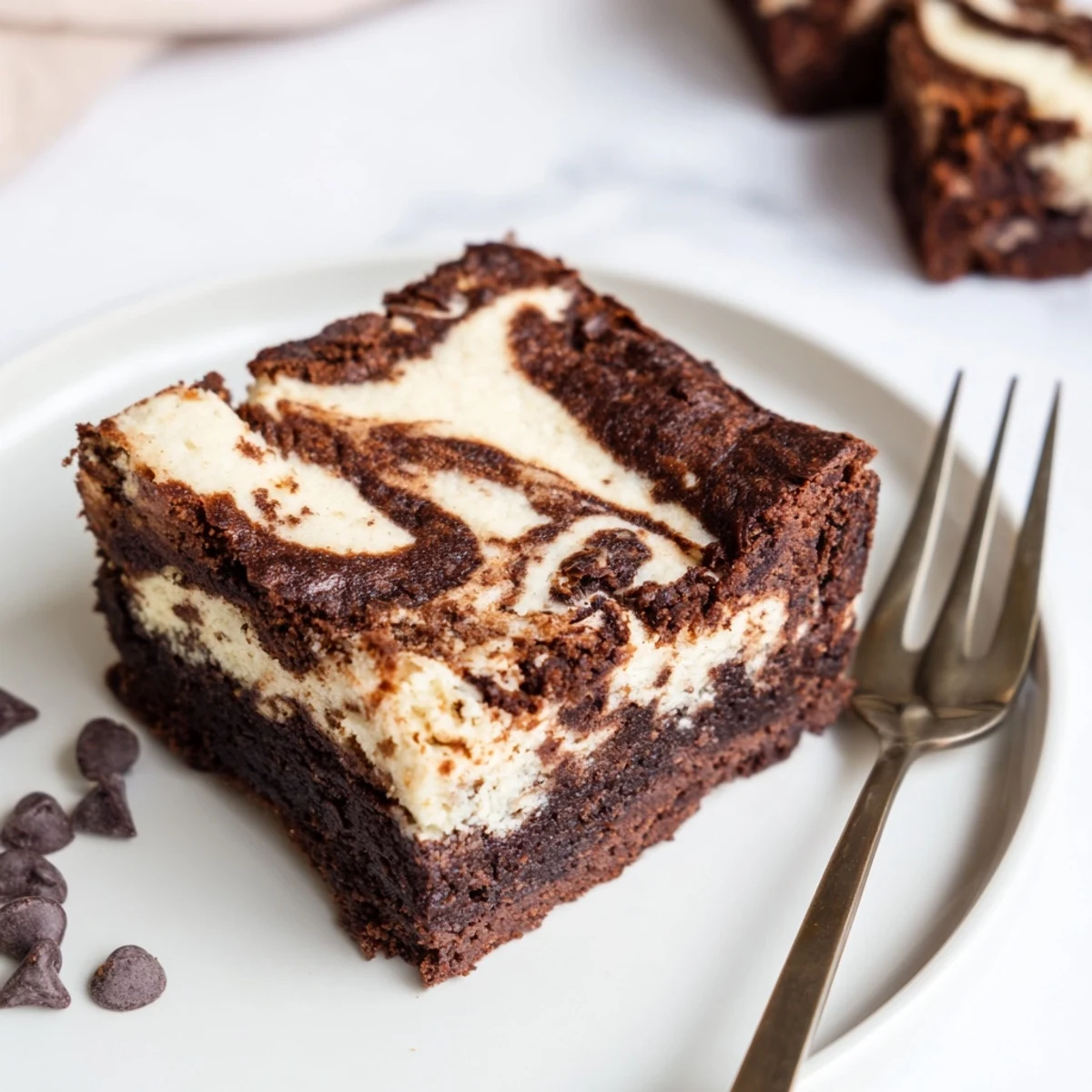 Rich chocolate cottage cheese brownies sliced into squares with powdered sugar dusting