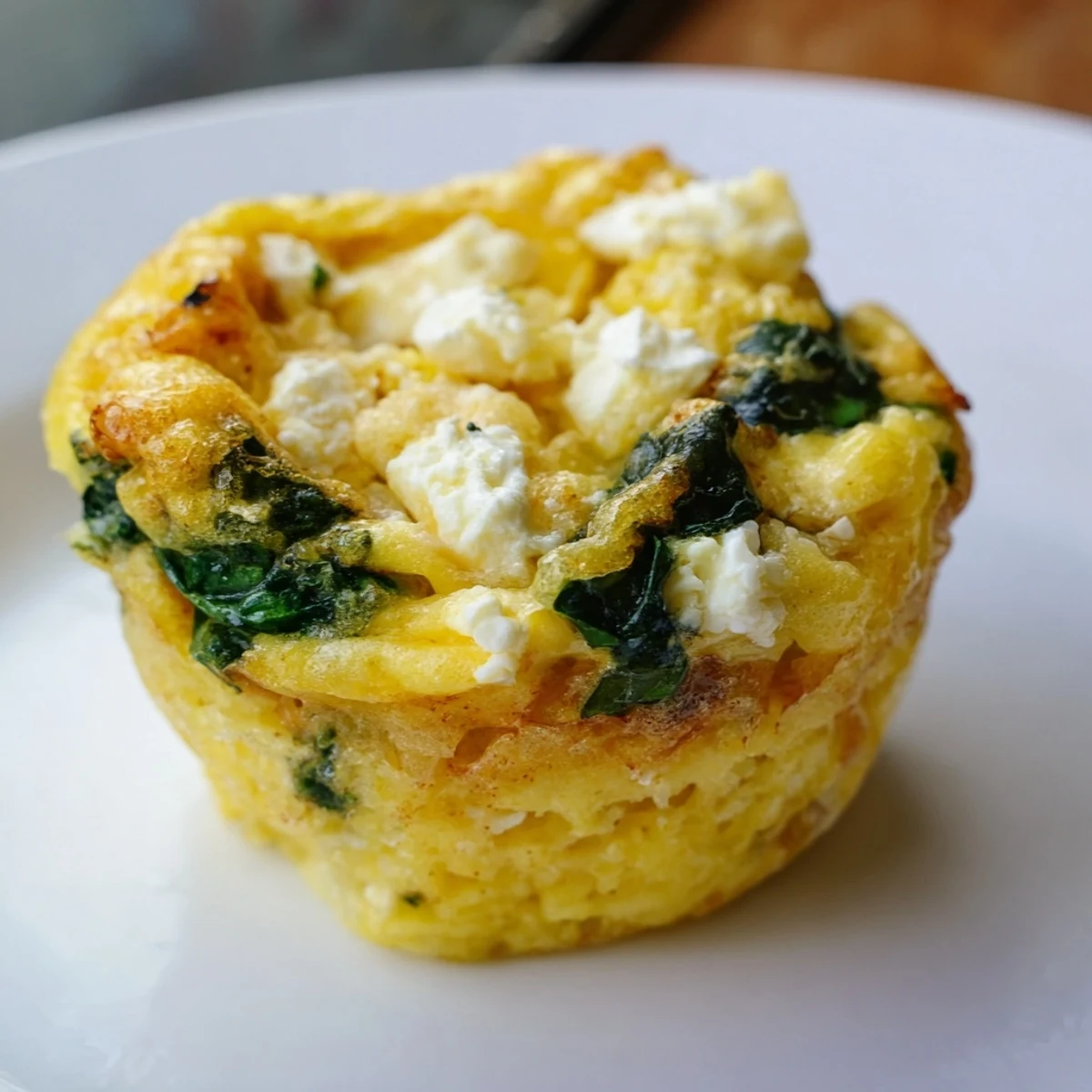 Savory breakfast egg muffins with spinach and feta, lightly golden and fluffy