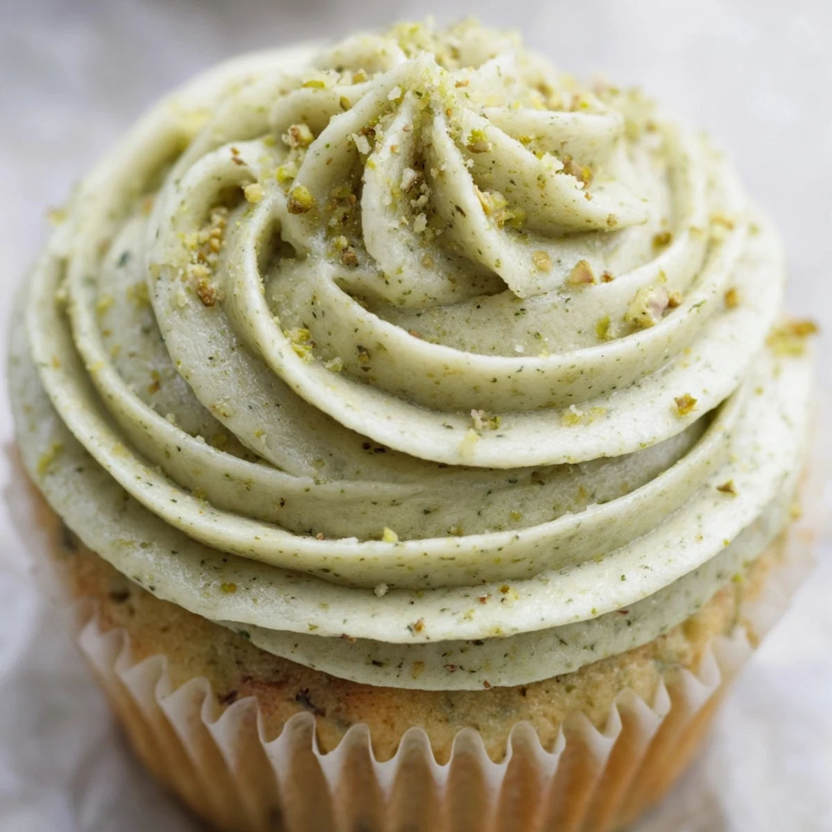 Fluffy Pistachio Cupcakes with Buttercream