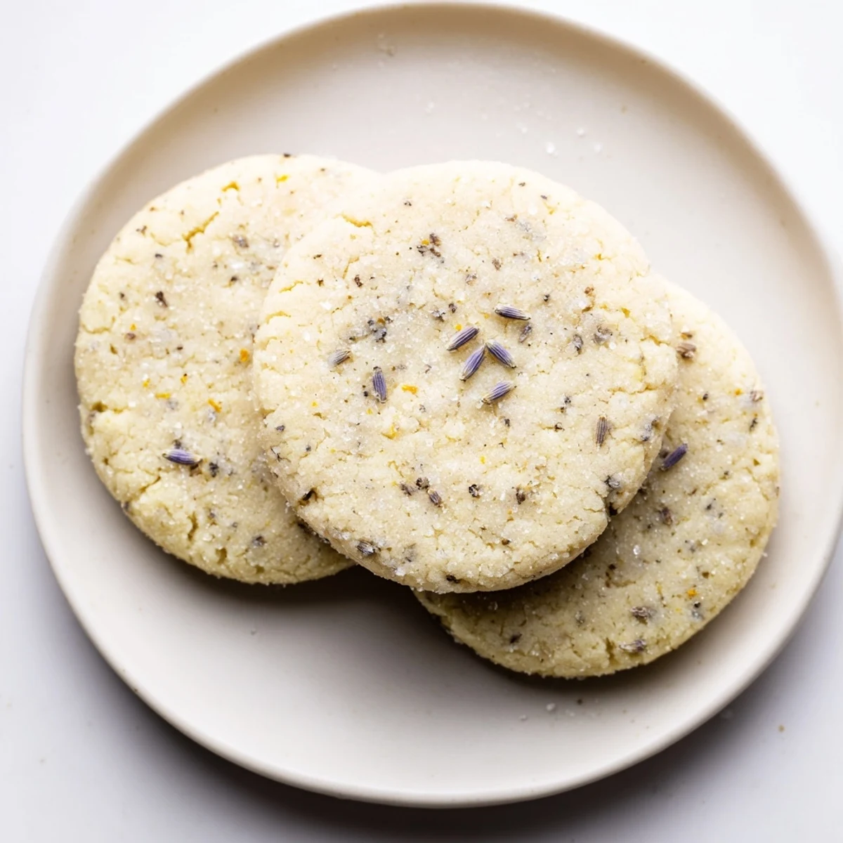 Soft Lemon Lavender Cookies topped with sweet citrus glaze and scattered dried lavender buds