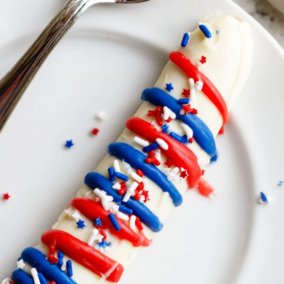 Tray of Patriotic Pretzel Rods cooling on parchment, ready for serving