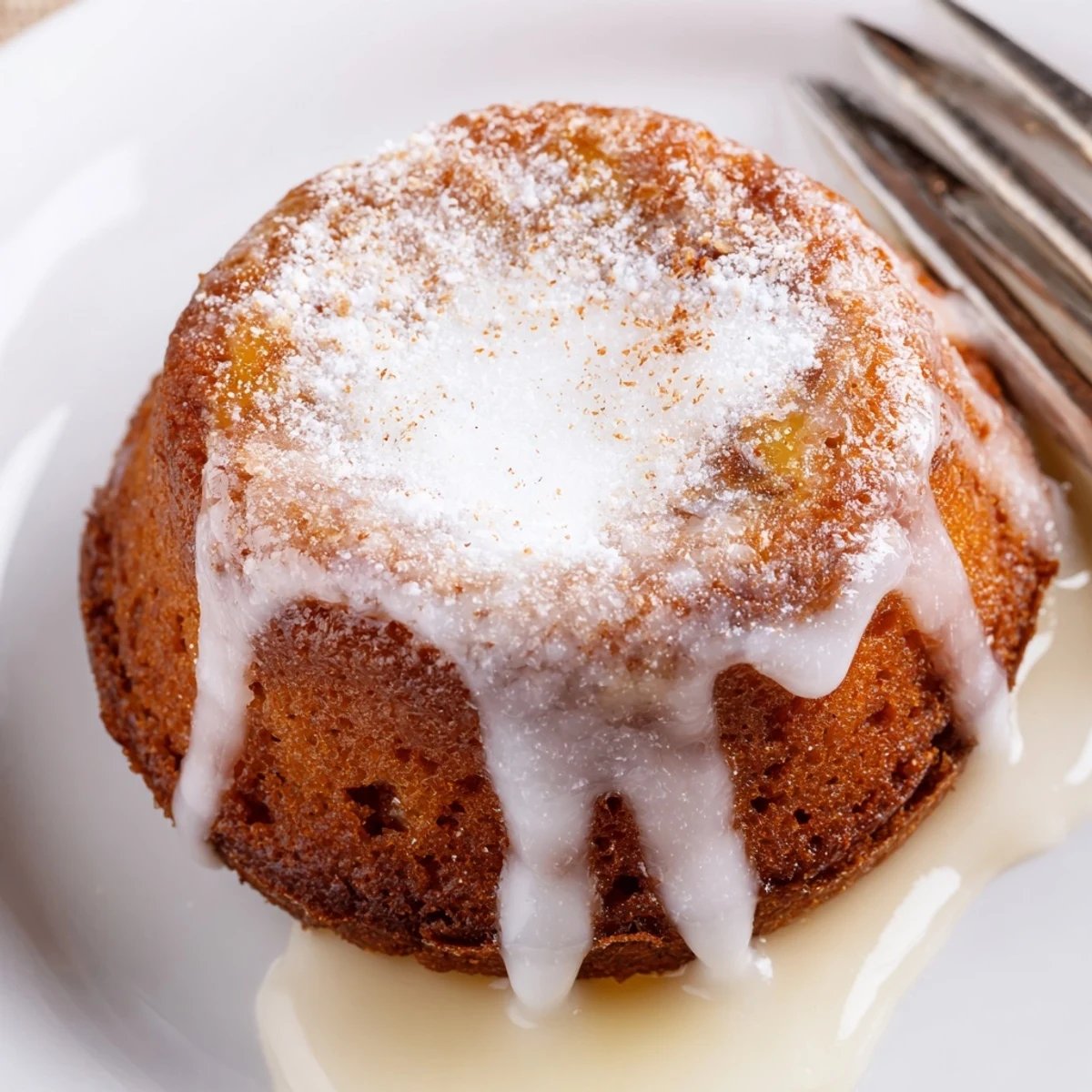 Stacked Banana Donuts dusted with powdered sugar, soft centers ready for breakfast