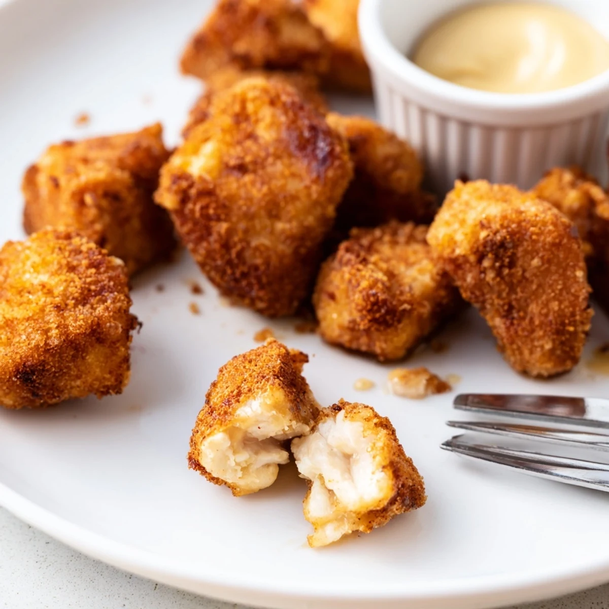 Buttermilk-tender Chicken Bites on a party platter, crunchy coating