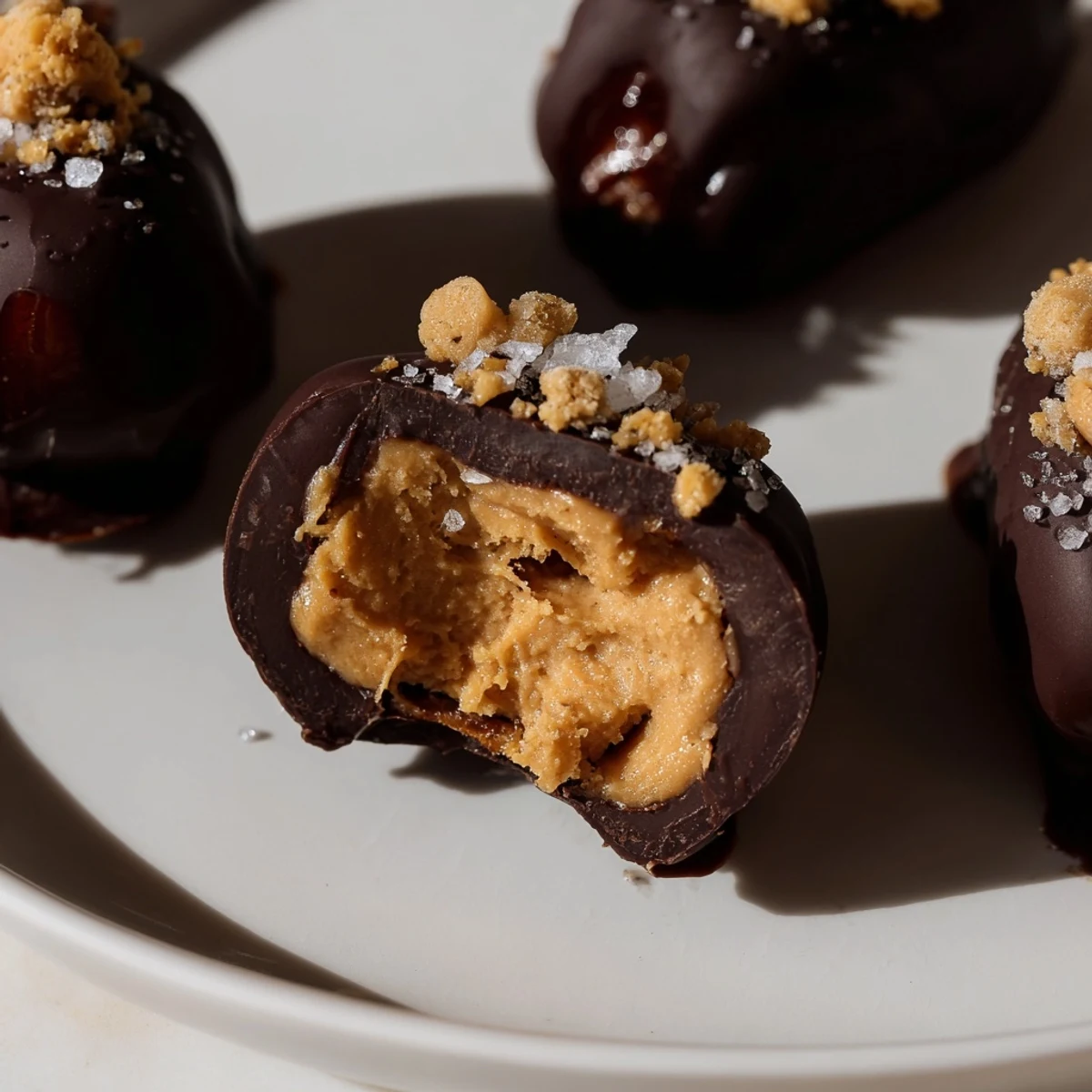 Homemade date Snickers candy bars with sweet Medjool dates filled with nut butter and peanuts