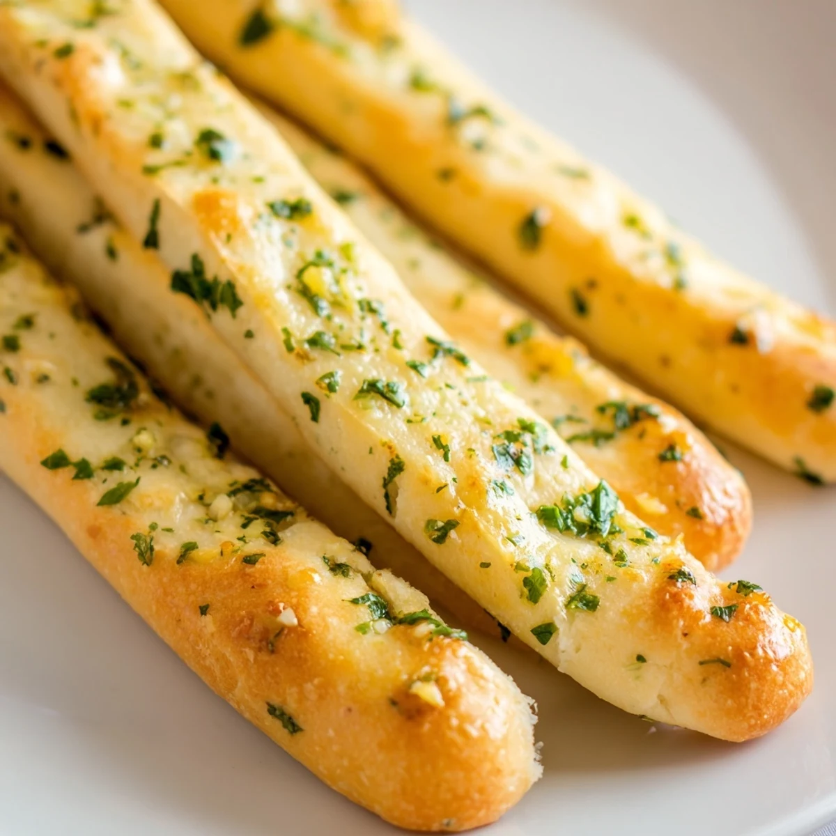 Warm garlic breadsticks arrangement with savory herb butter glaze perfect for dipping in marinara