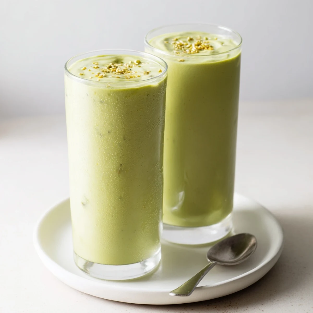 Icy plant-based Matcha Smoothie blended smooth, perfect as a snack