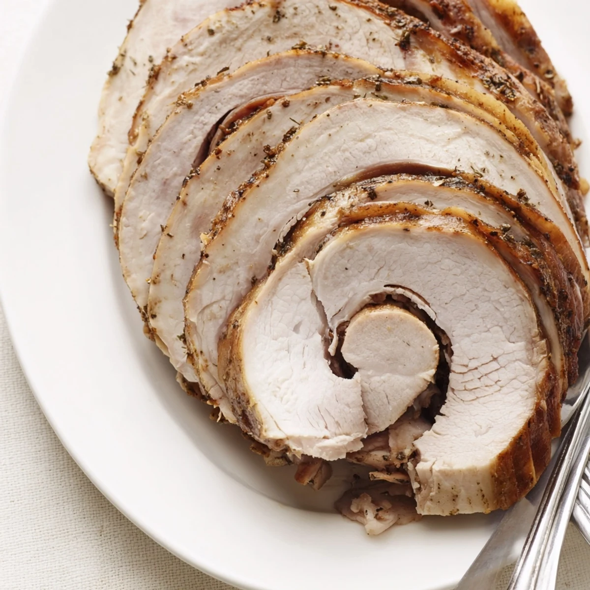 Cooling log of Homemade Sandwich Deli Meat wrapped in foil after roasting