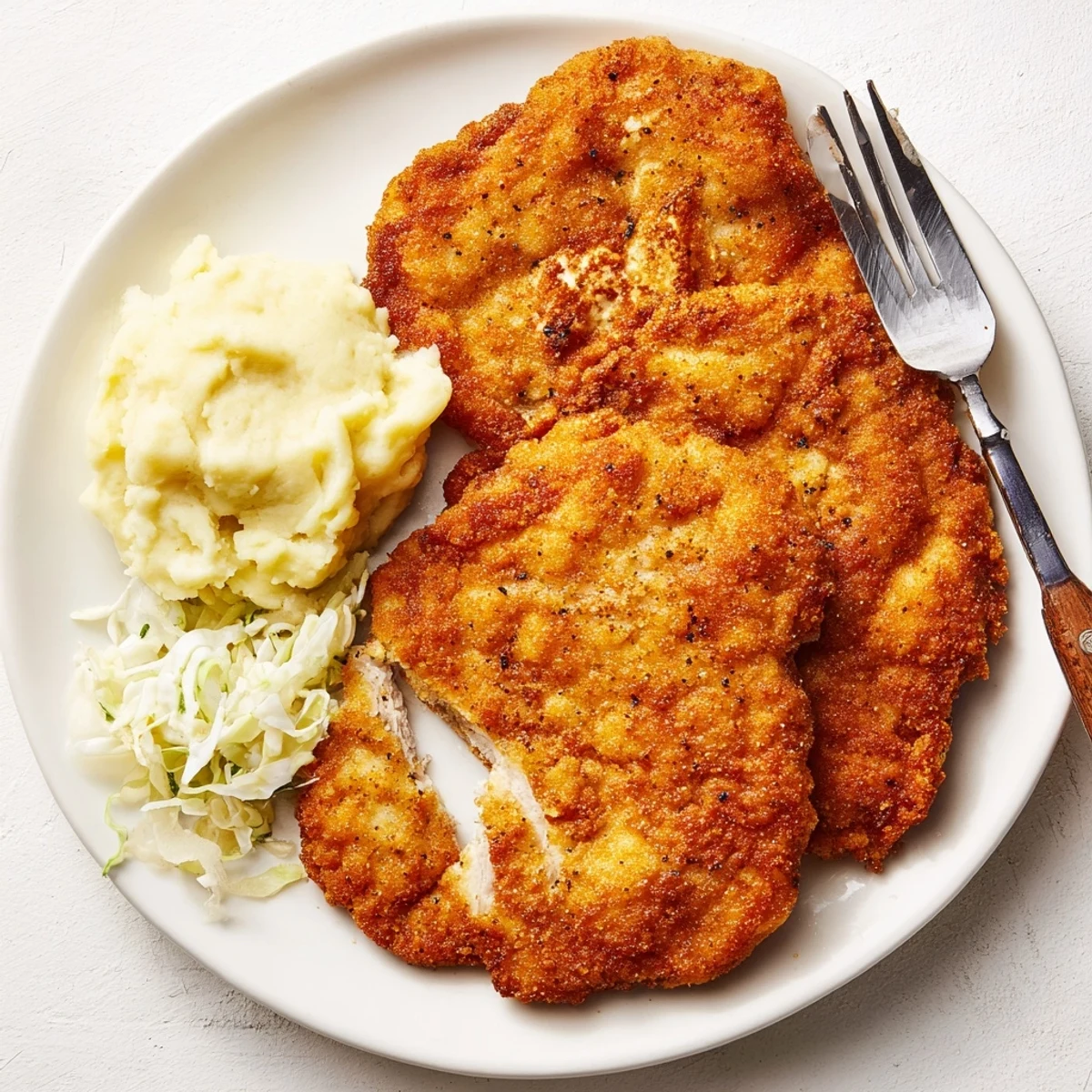 Crunchy, seasoned Fried Chicken Breast sliced for sandwich, spiced with cayenne.