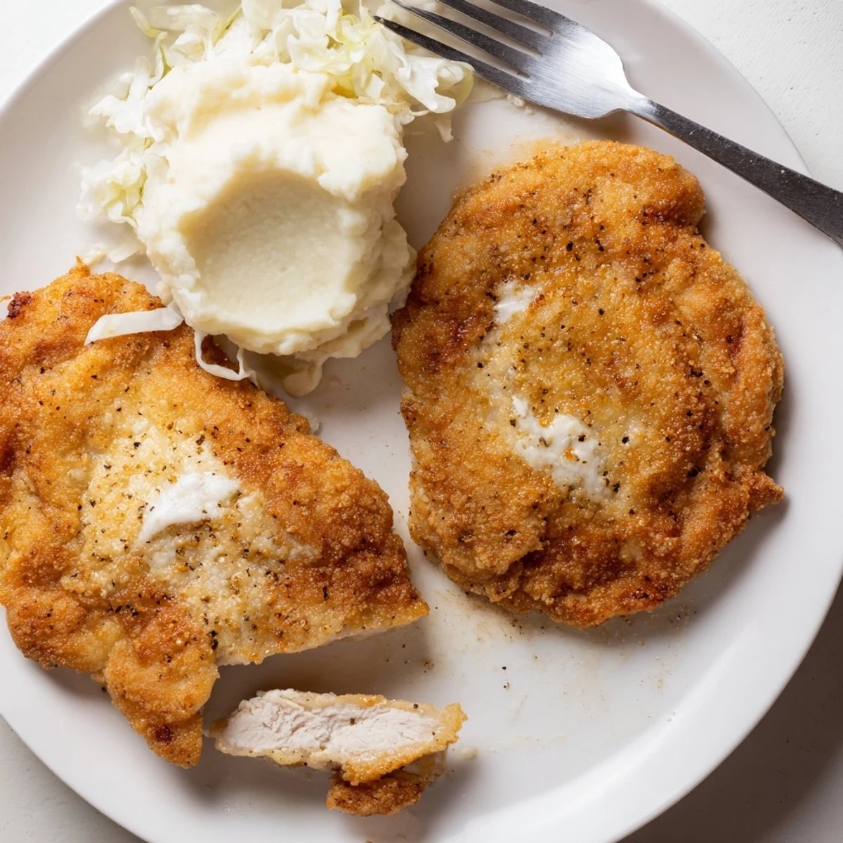 Buttermilk marinated Fried Chicken Breast resting on paper towels, steaming.